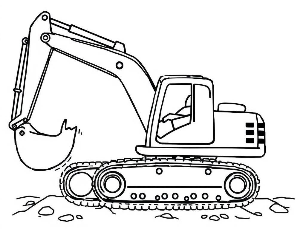 Kleurplaat van een graafmachine