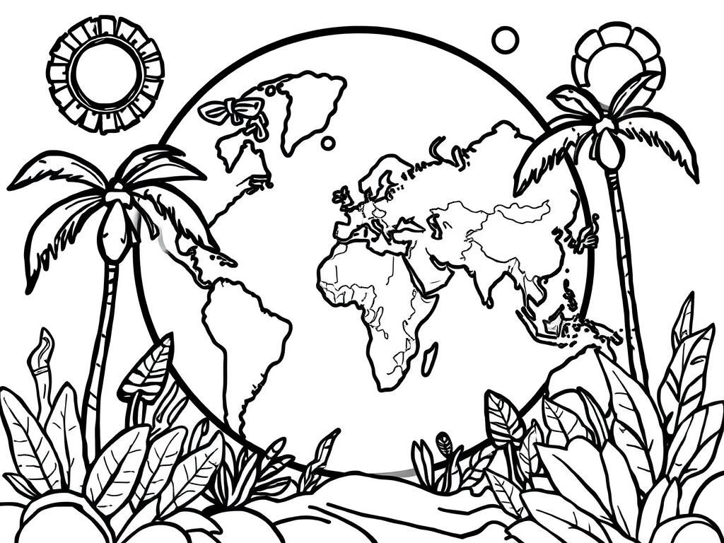 Tropische Wereld Kleurplaat