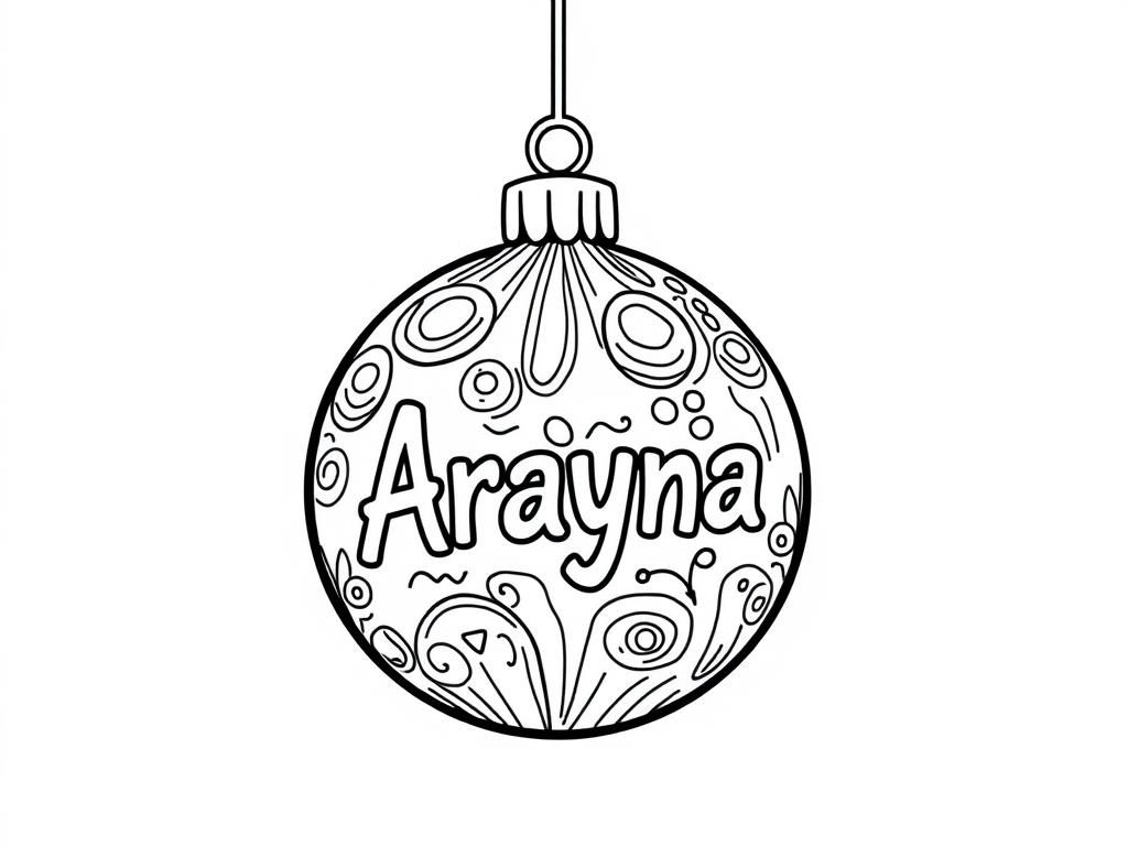 Preview of Christmas ball with Arayna written on it.