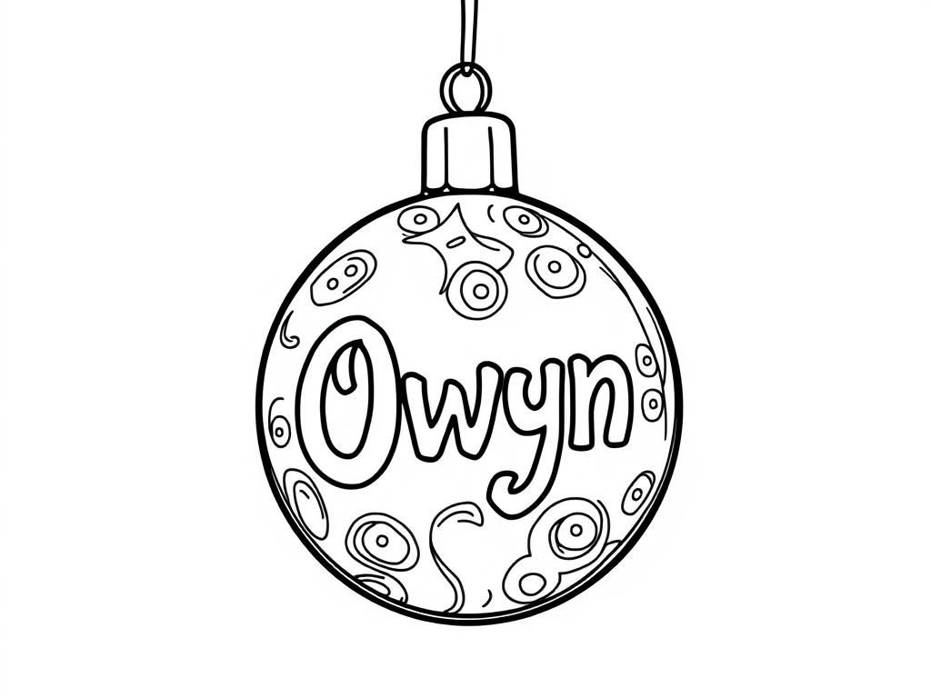 Preview of Christmas ball with Owyn written on it.