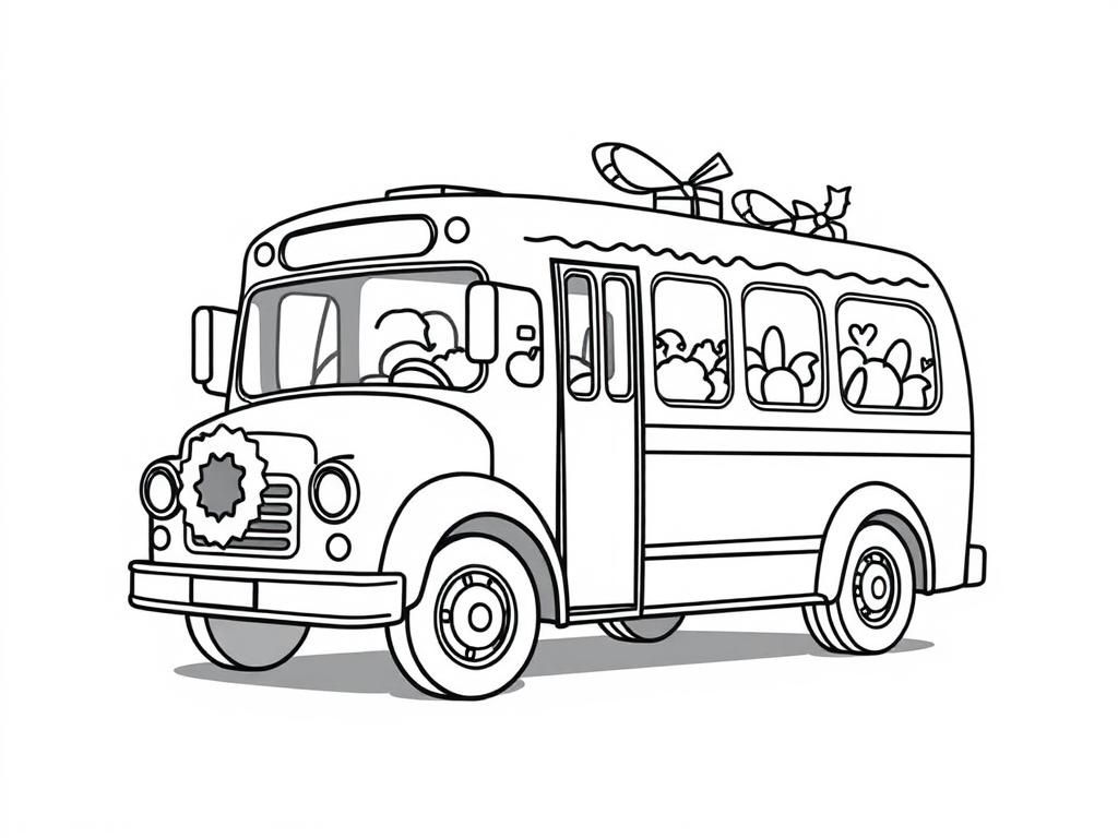 christmas bus - Free Printable Coloring Page