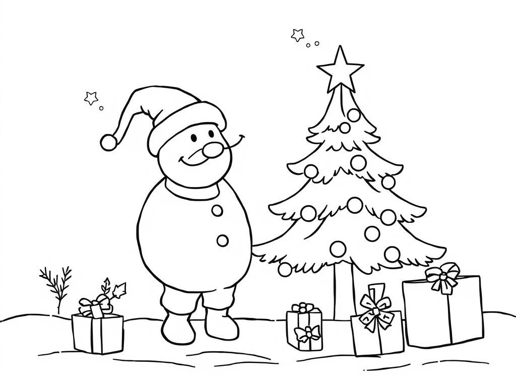 Snowman Christmas Coloring Page