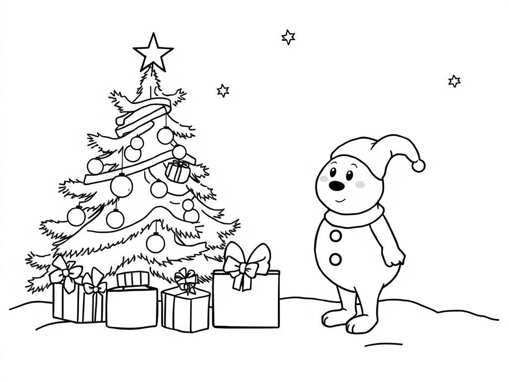 Christmas Bear Coloring Page