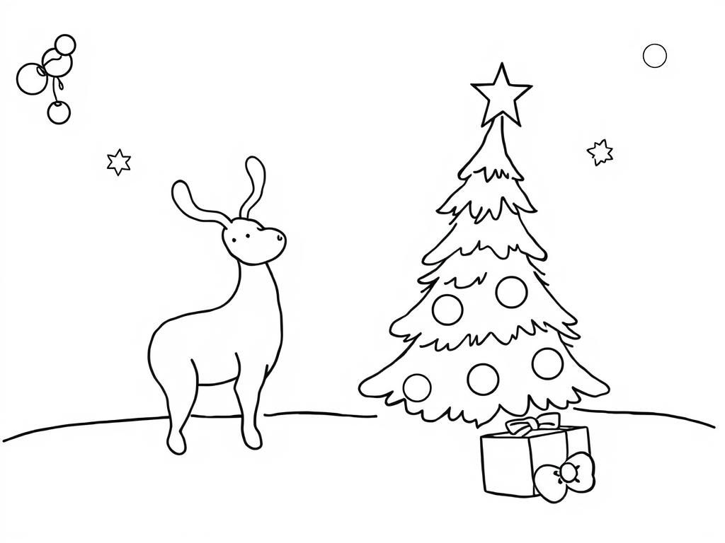 Kleurplaat Kerstrendierboom