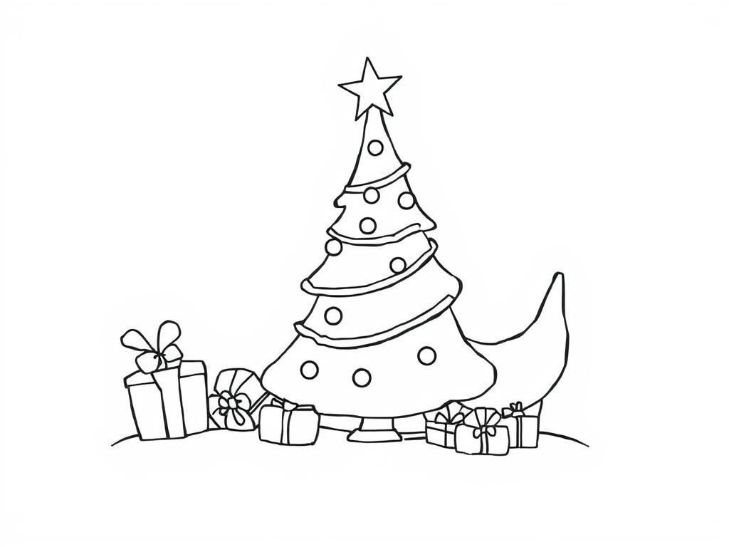 Dinosaurs Christmas Coloring Page