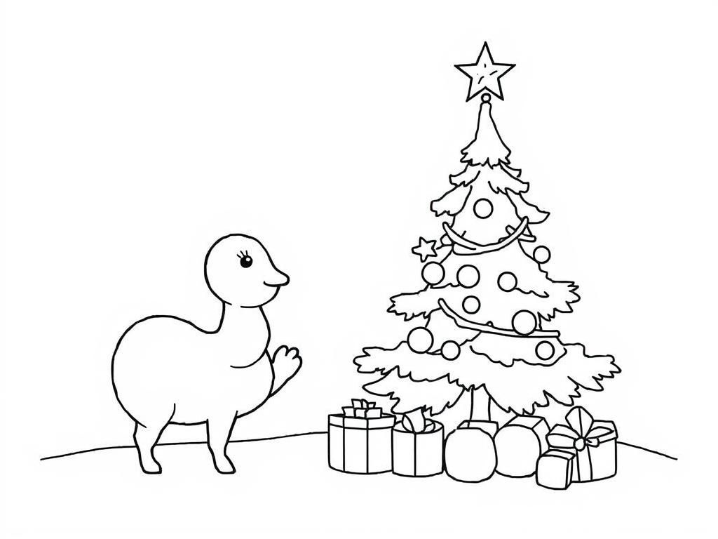 Dino Christmas Coloring Page