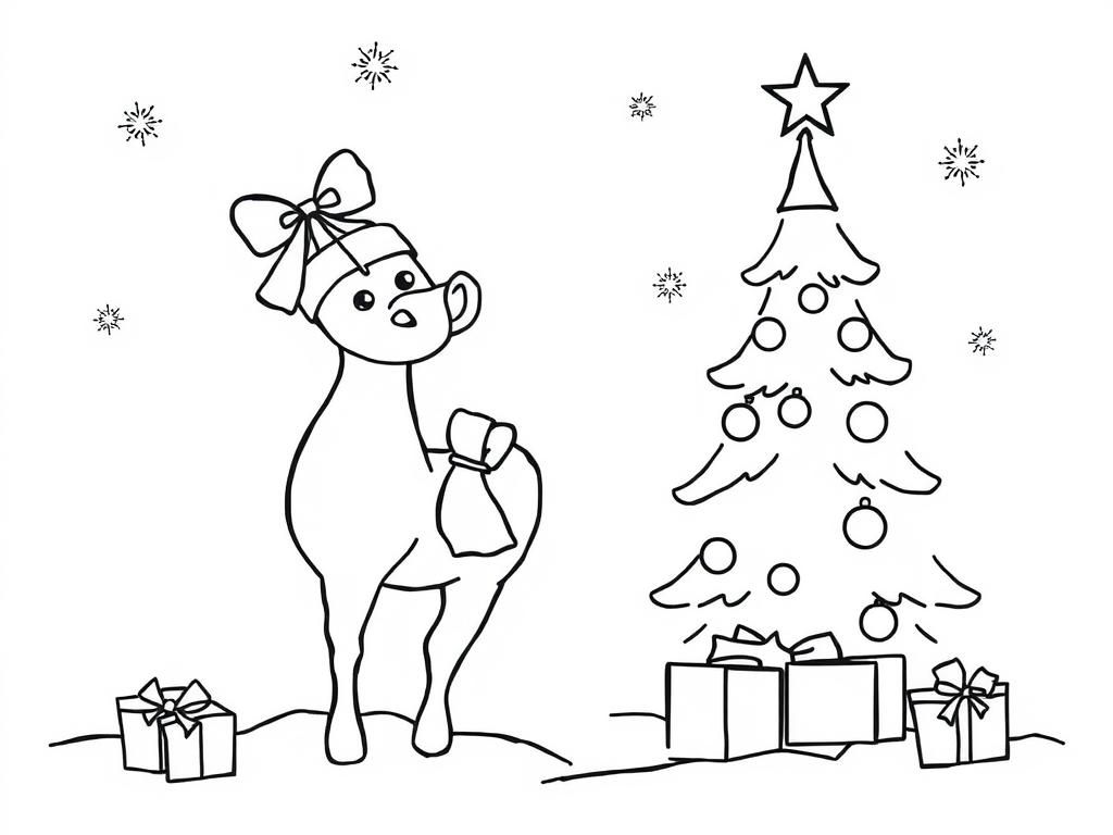 Reindeer Christmas Coloring Page