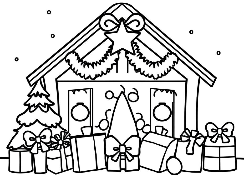 Christmas House Coloring Page