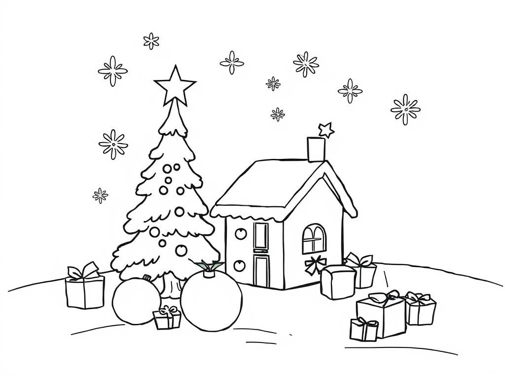 Christmas House Coloring Page