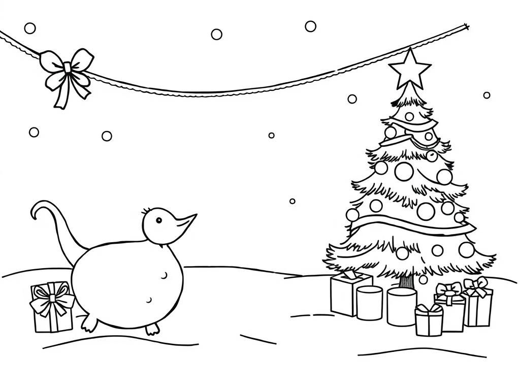 Christmas Dinosaur Coloring Page
