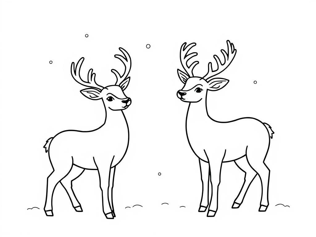 christmas deers - Free Printable Coloring Page