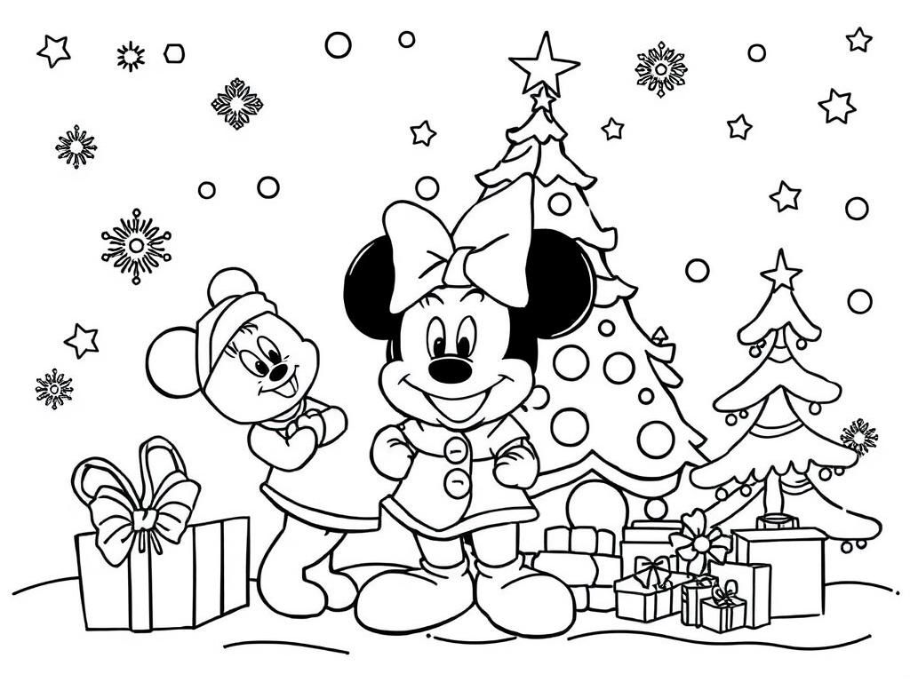 Minnie Mouse Christmas Coloring Page
