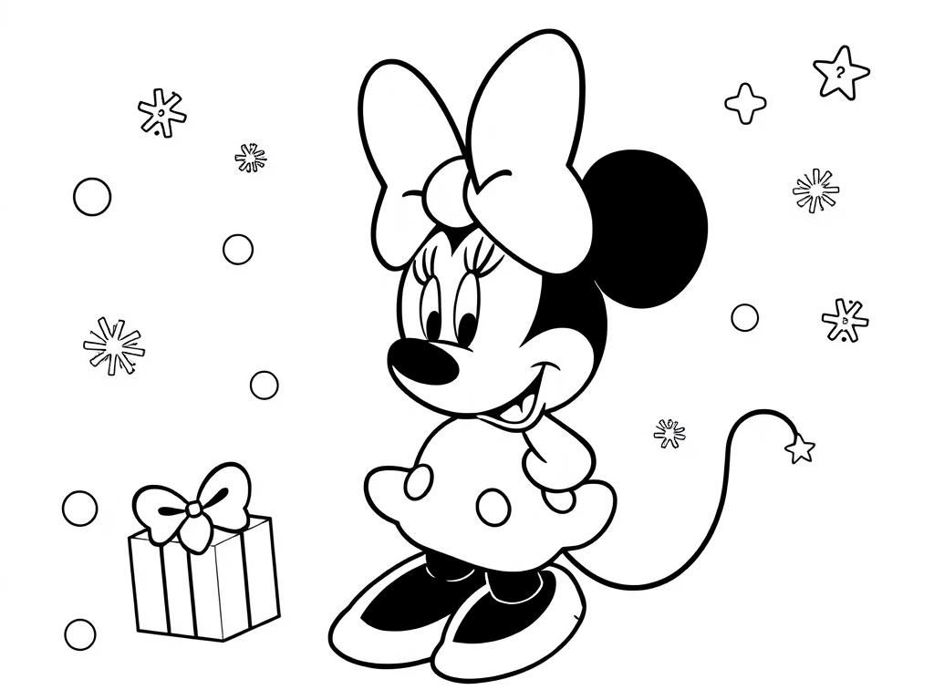Minnie Mouse Christmas Coloring Page