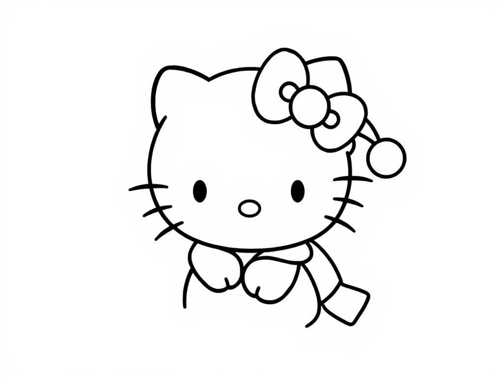 christmas hello kitty with a santa hat - Free Printable Coloring Page
