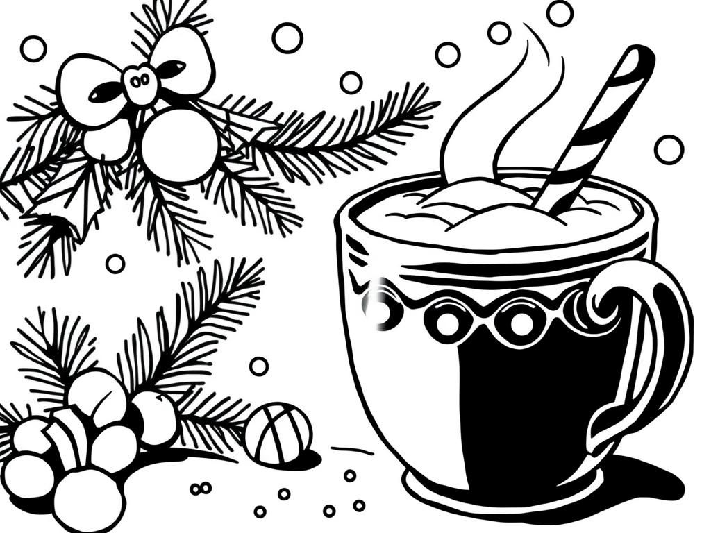 Hot Chocolate Christmas Coloring Page