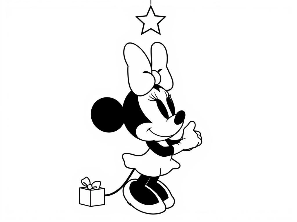 Minnie Mouse with Gift Coloring Page