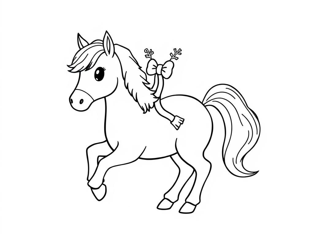 Horse Coloring Page with Bow