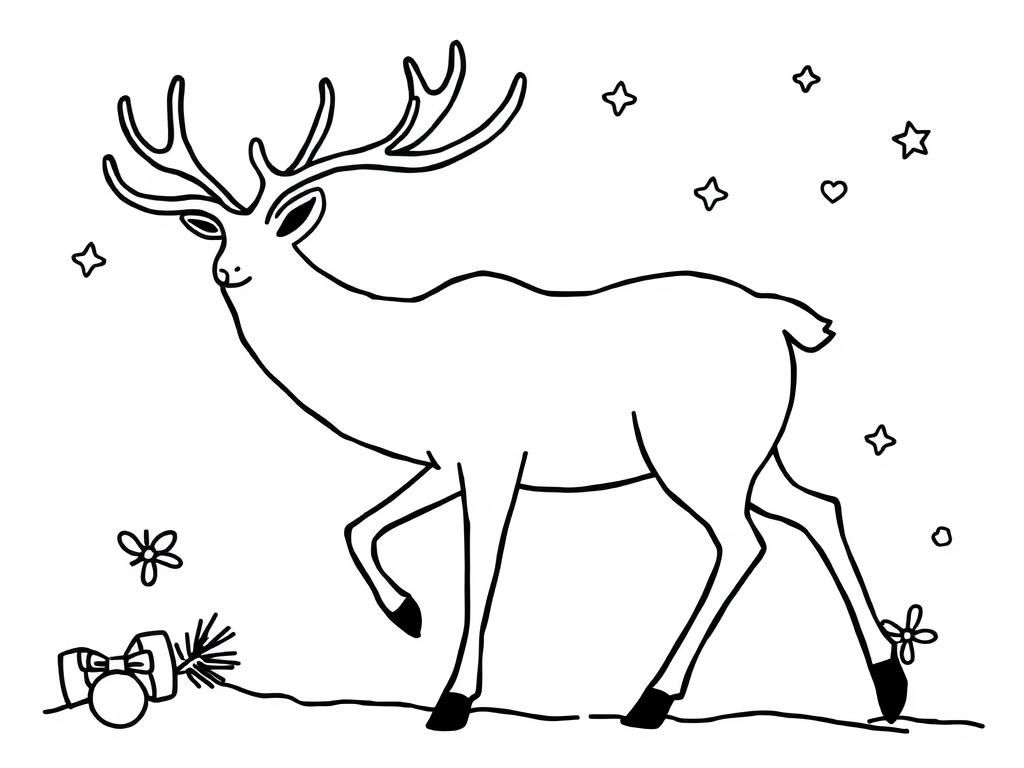 Reindeer Christmas Animals Coloring Page