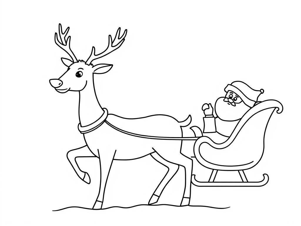 Preview of christmas reindeer with sleigh and santa