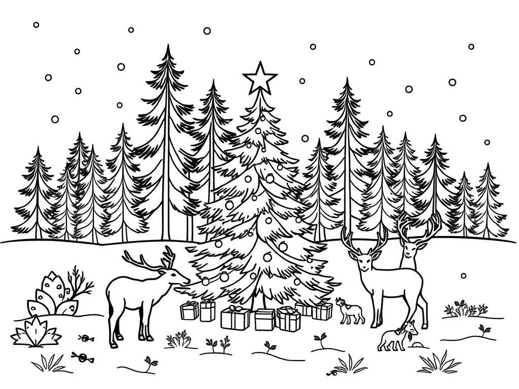 Christmas Reindeer Coloring Page