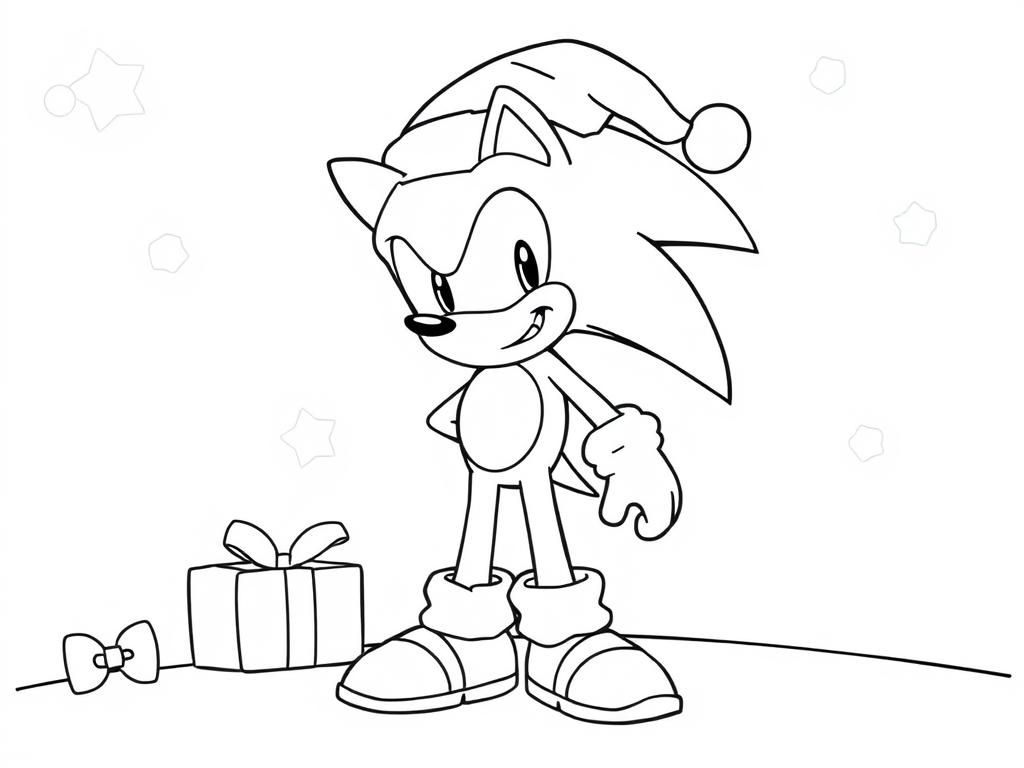 christmas sonic picture - Free Printable Coloring Page