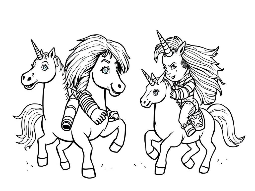 Unicorns Coloring Page
