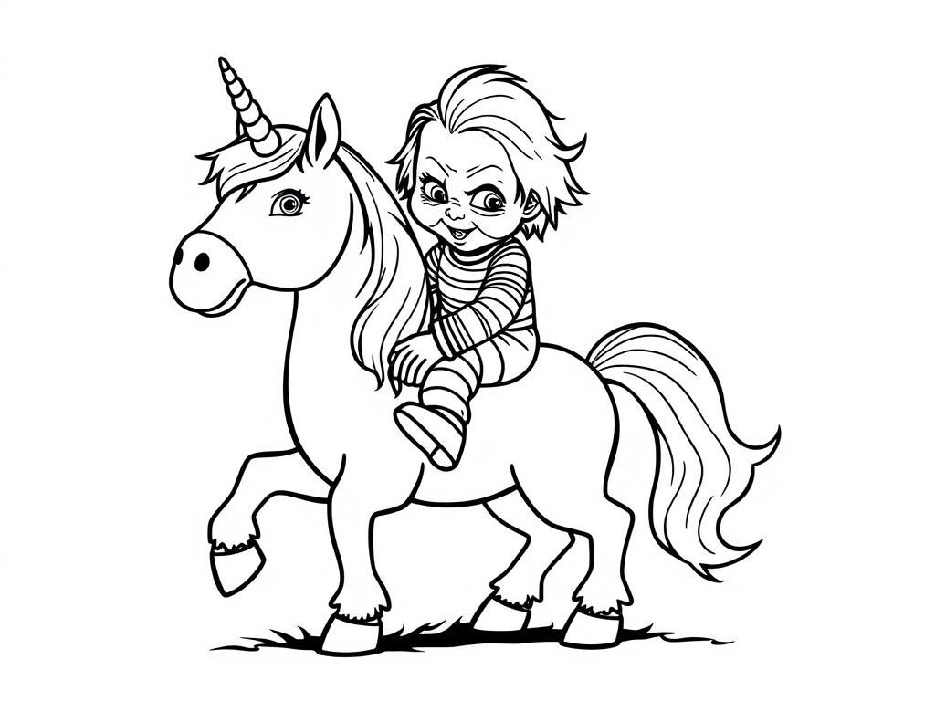 Preview of Chucky on a unicorn
