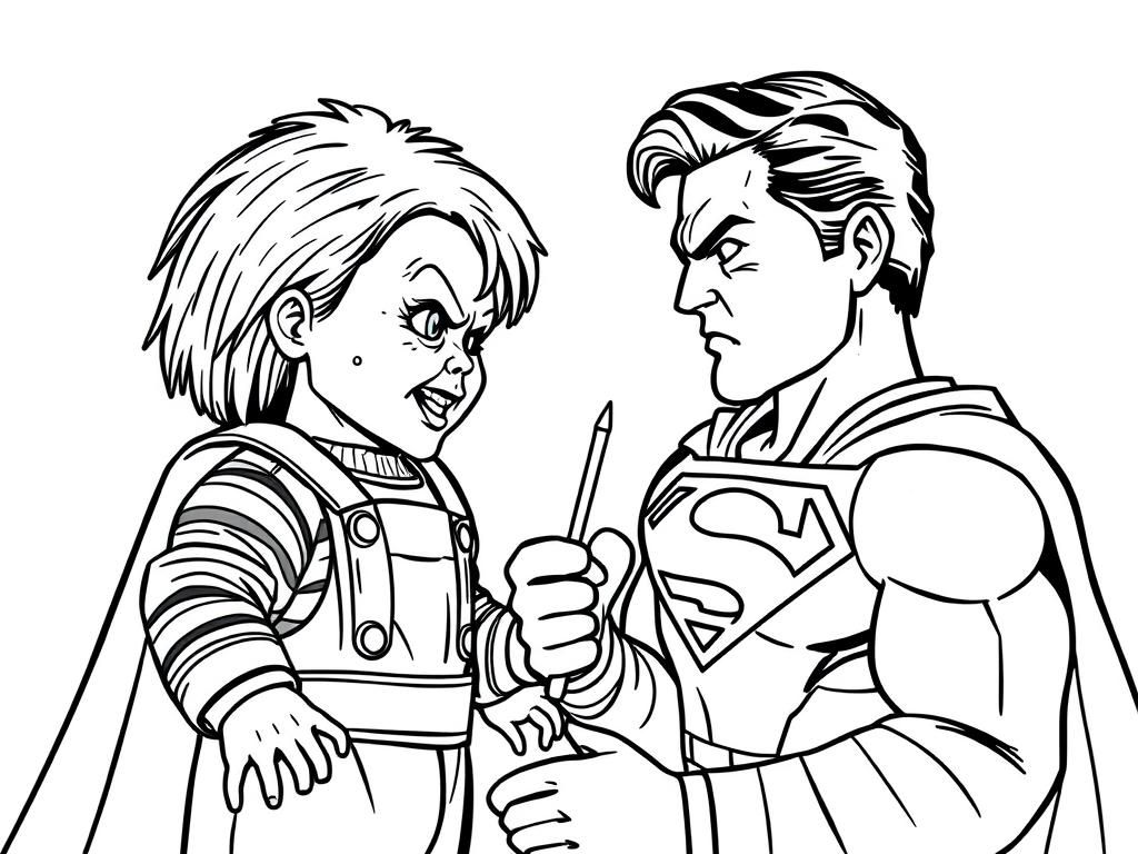 Superman vs. Chucky kleurplaat
