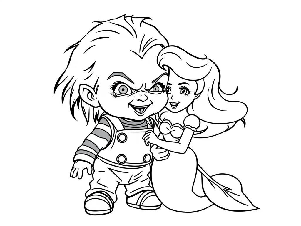 Baby Doll Hugs Ariel Coloring Page