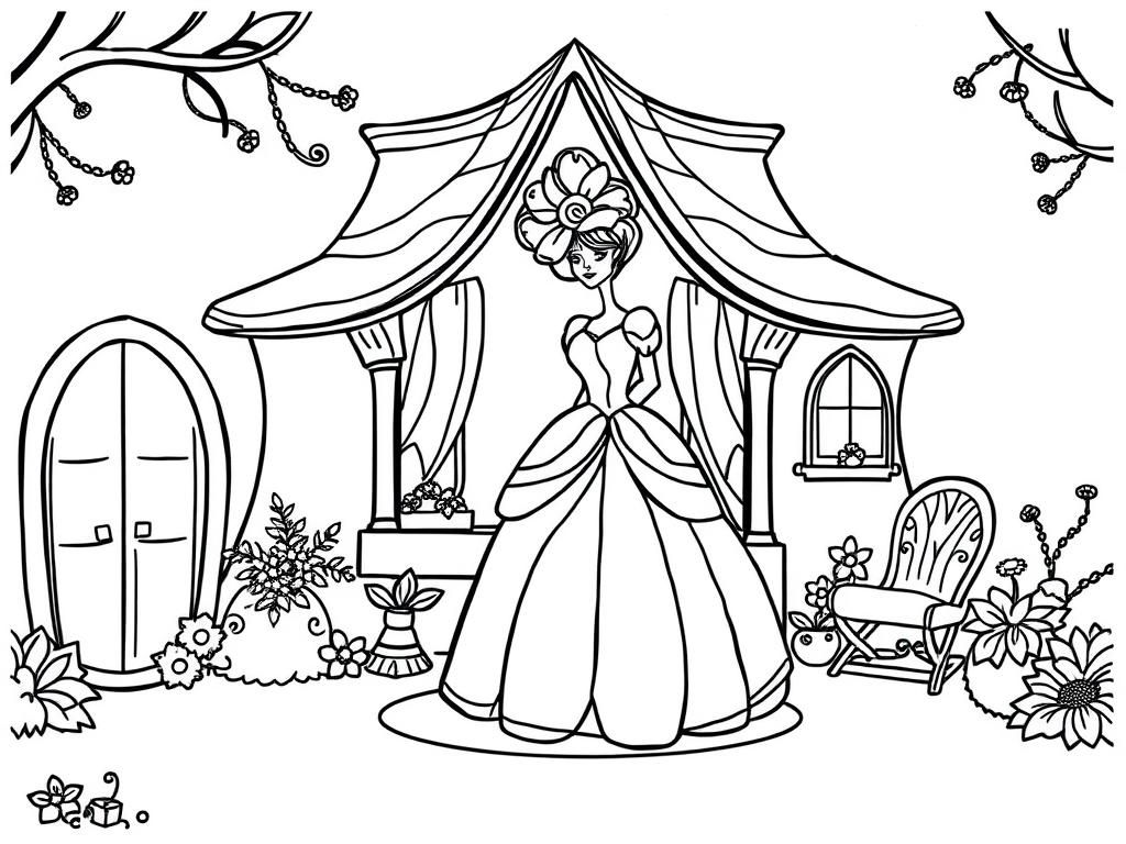 Princess in Gazebo Coloring Page
