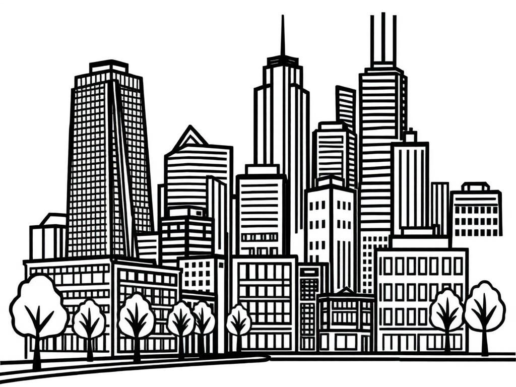 City Skyline Coloring Page