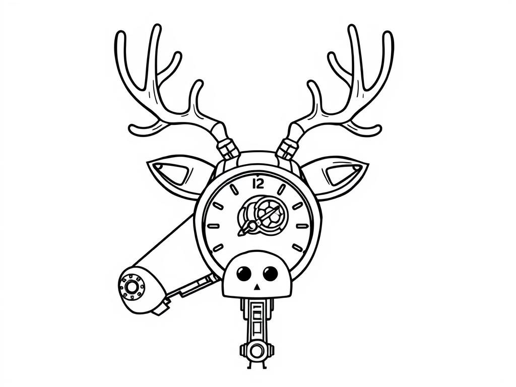 clock work robot reindeer head
