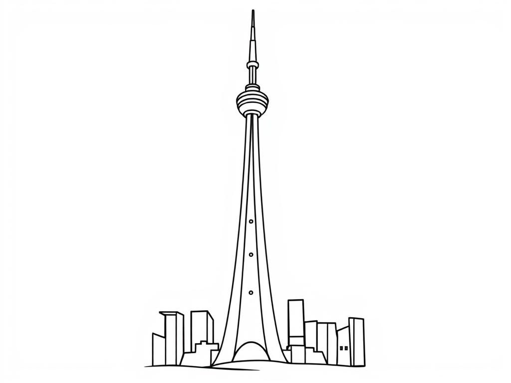 CN Tower Toronto Coloring Page