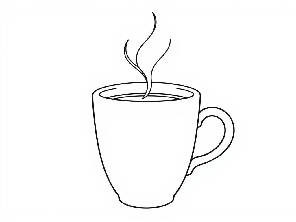 Hot Coffee Cup Coloring Page
