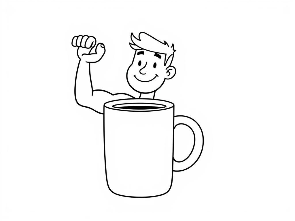 Cartoon Man with Coffee Mug Coloring Page