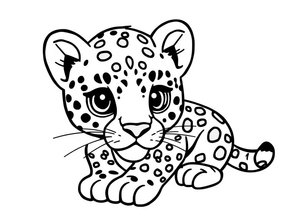 Preview of Color a cute baby leopard with spots, perfect for kids to practice their coloring skills.