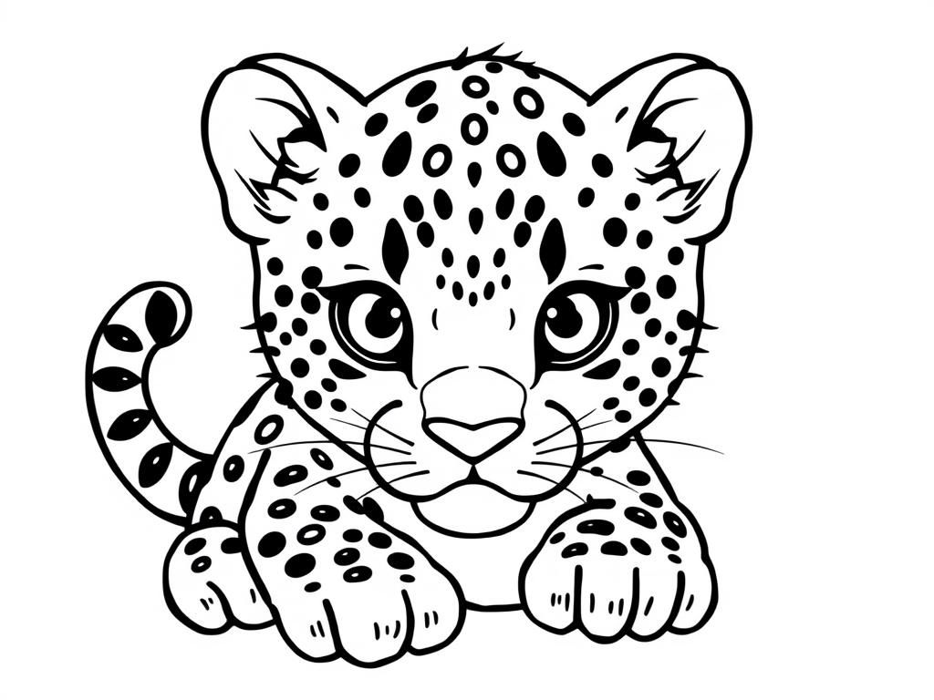 Preview of Color a cute baby leopard with spots, perfect for kids to practice their coloring skills.