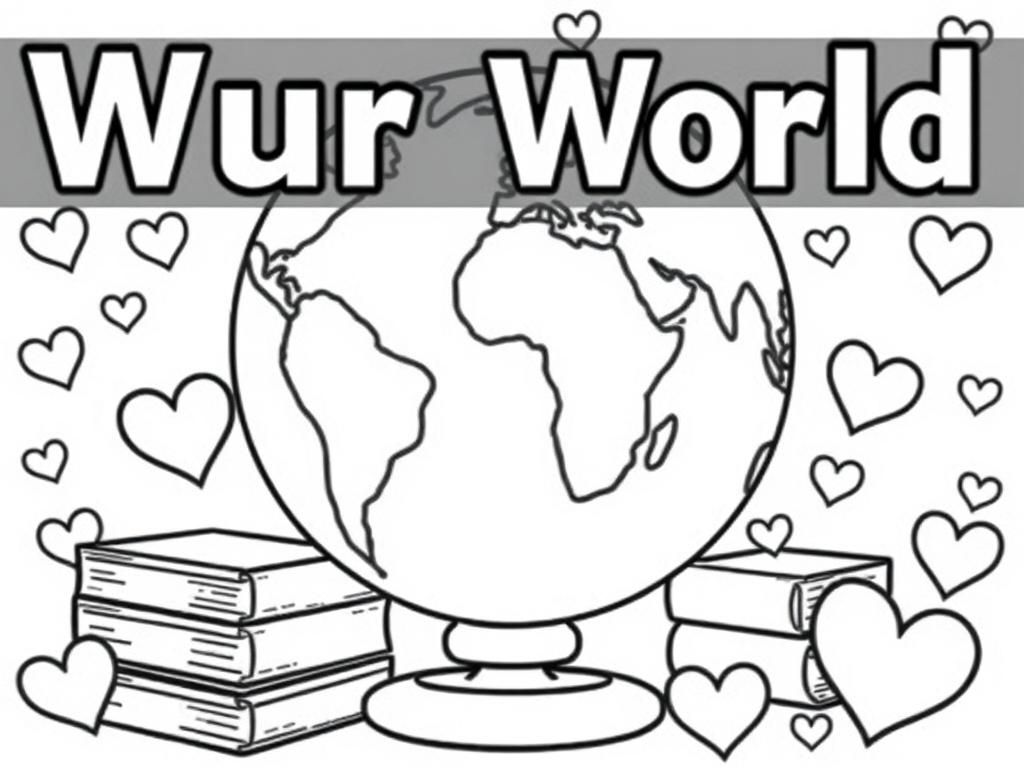 Preview of color our world, globe, books, hearts