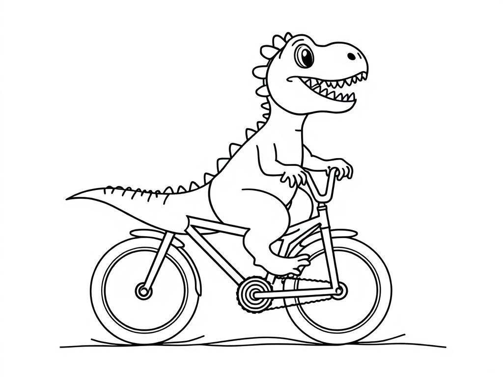 Dino on Bike Coloring Page