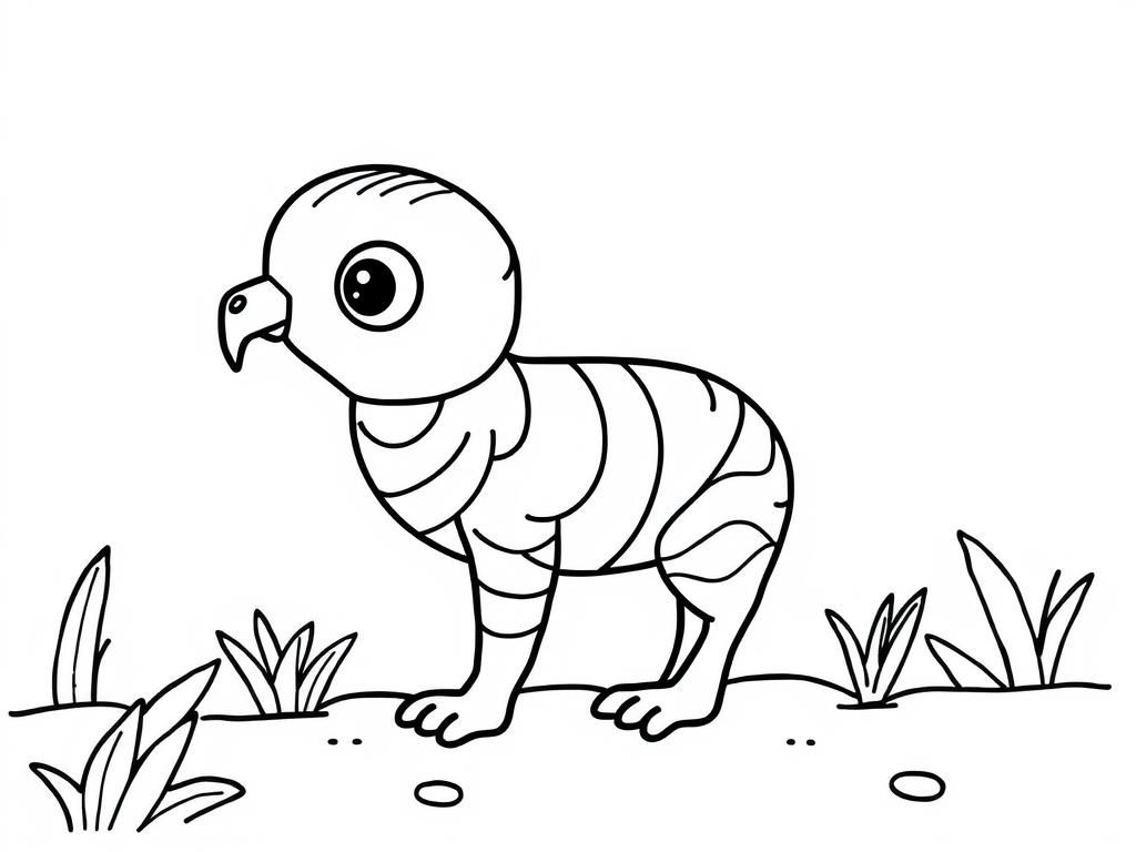 Dino in the Grass Coloring Page