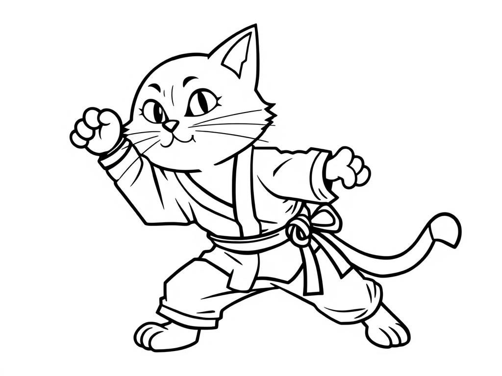 Preview of Coloring page of karate cat