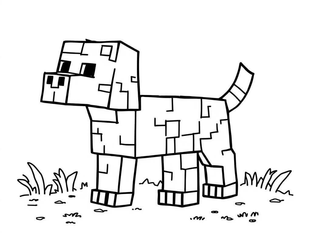 Coloring page of minecraft dog - Free Printable Coloring Page