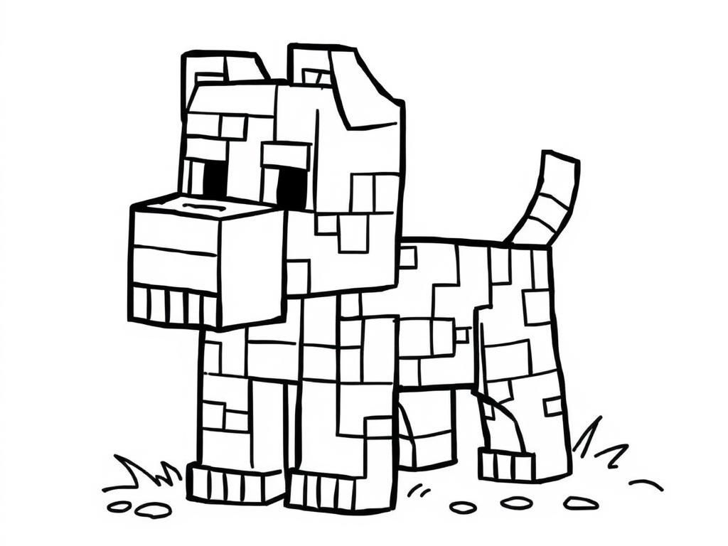 Coloring page of minecraft dog - Free Printable Coloring Page