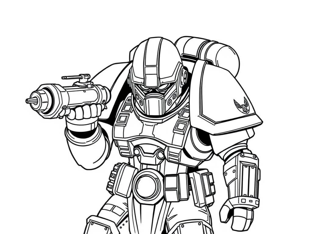 Preview of Coloring page of warhammer 40000 space marine no background