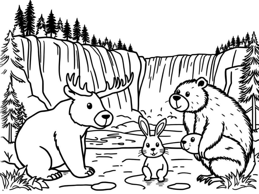 Wildlife Friends Coloring Page