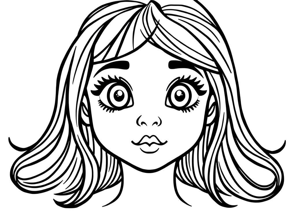 coloring page with a girls face