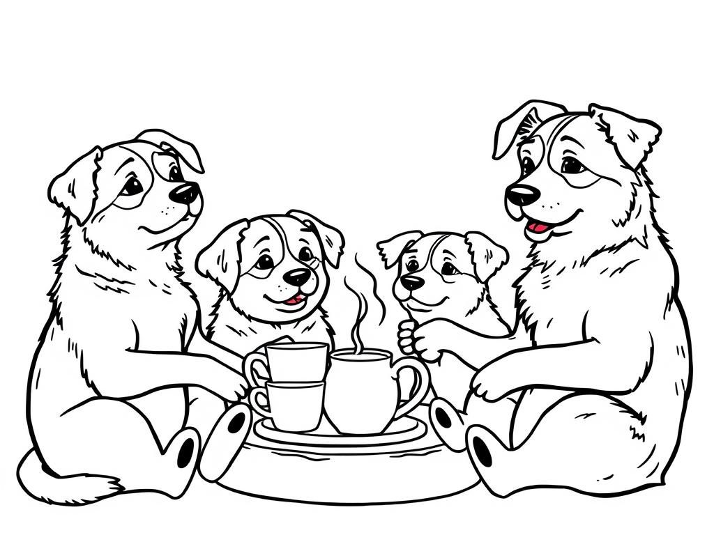 Preview of Comfy and cozy dog party drinking tea