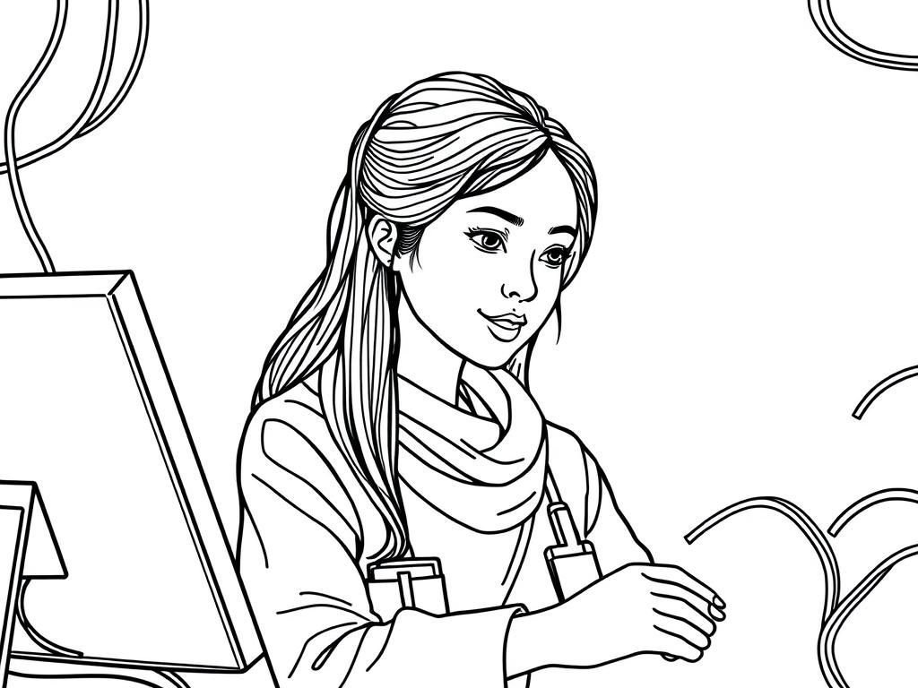 Preview of computer engineer aisan woman