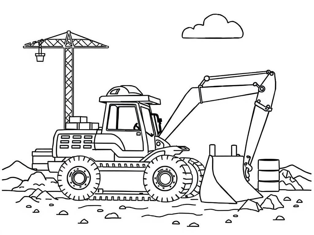 Excavator Machine Coloring Page