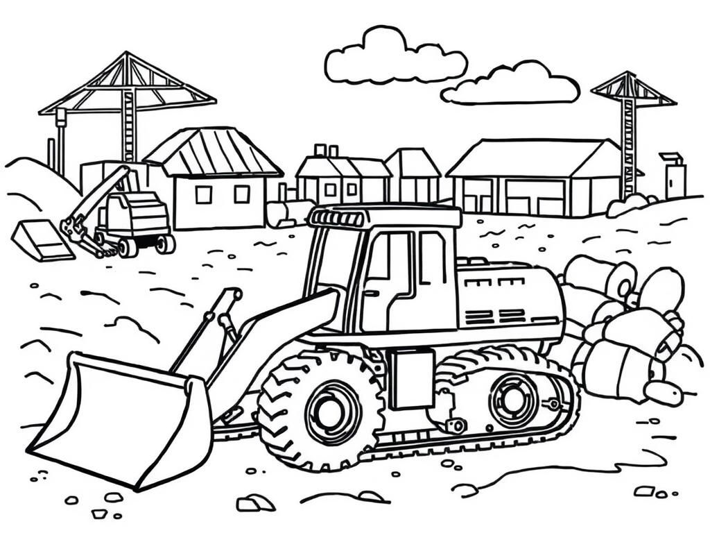 Construction Vehicles Coloring Page